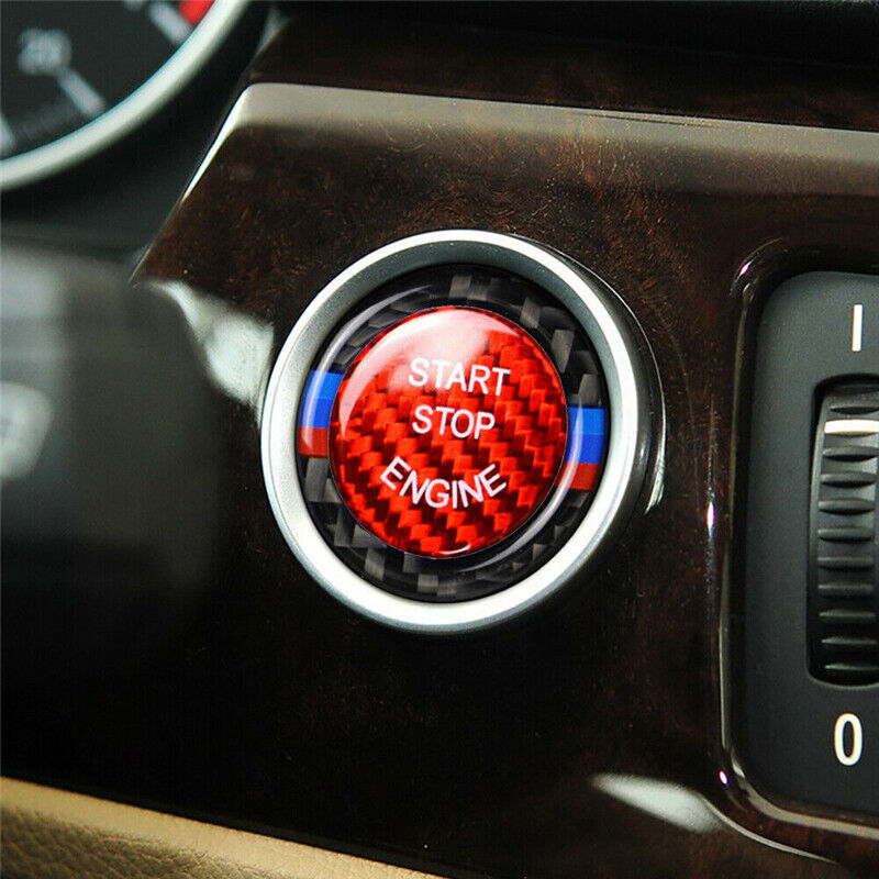 for BMW E90 E92 E93 Series Red Carbon Fiber Engine Start Stop Button Cover