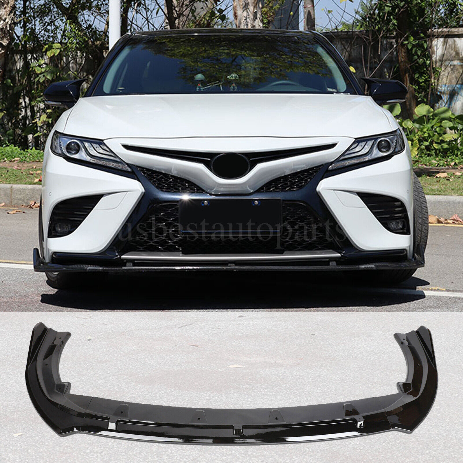Sport Style Front Bumper Lip Spoiler Fit Toyota Camry 2018-20 SE XSE Gloss Black