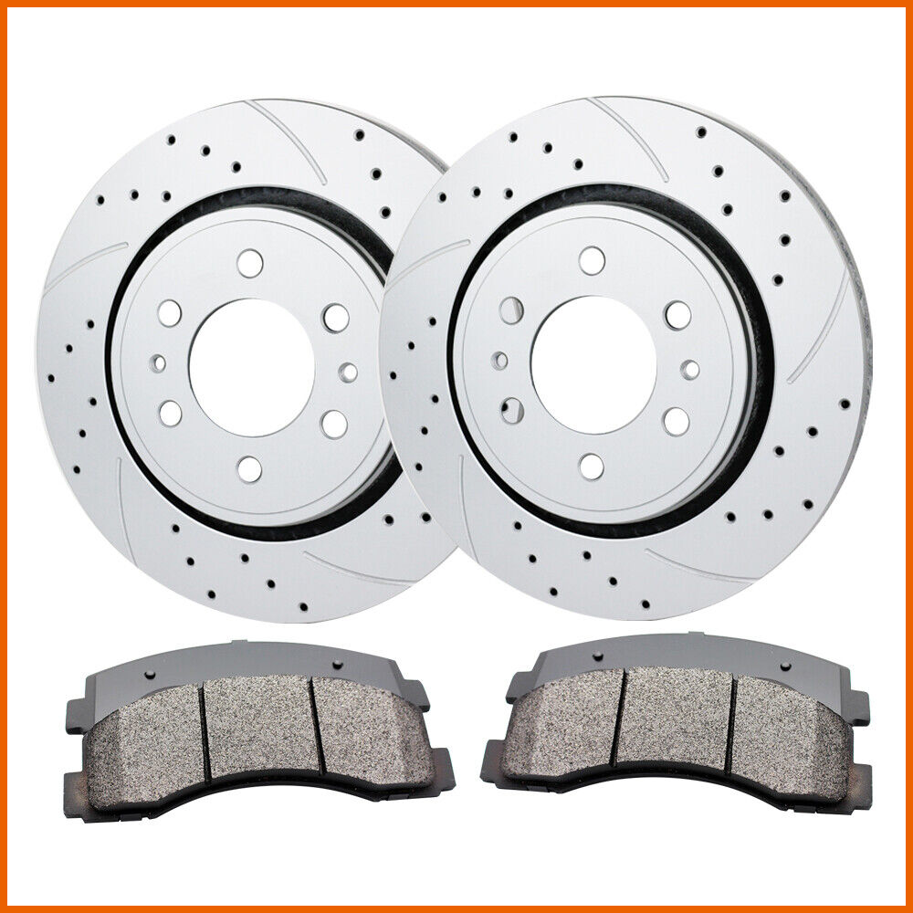 Front Drilled Brake Rotors Ceramic Pads Kit for 2010 2011 2012 - 2018 Ford F-150
