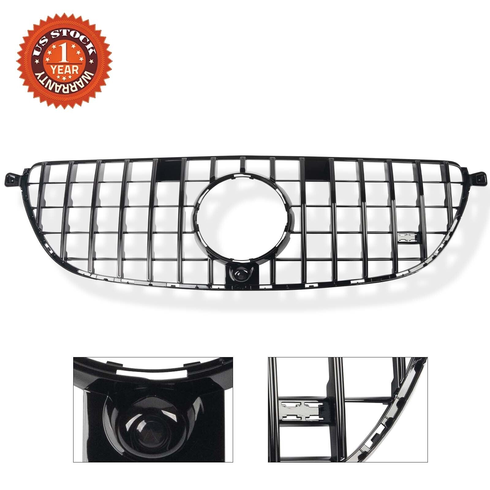 For 2016 17 18 19 W166 GLE63 Mercedes Benz AMG Front Bumper Grille Gloss Black