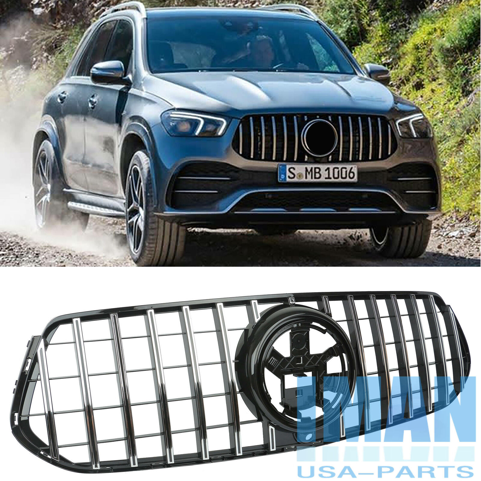 Chrome GT Style Grill Front Grille For Mercedes GLE-Class W167 2020-UP
