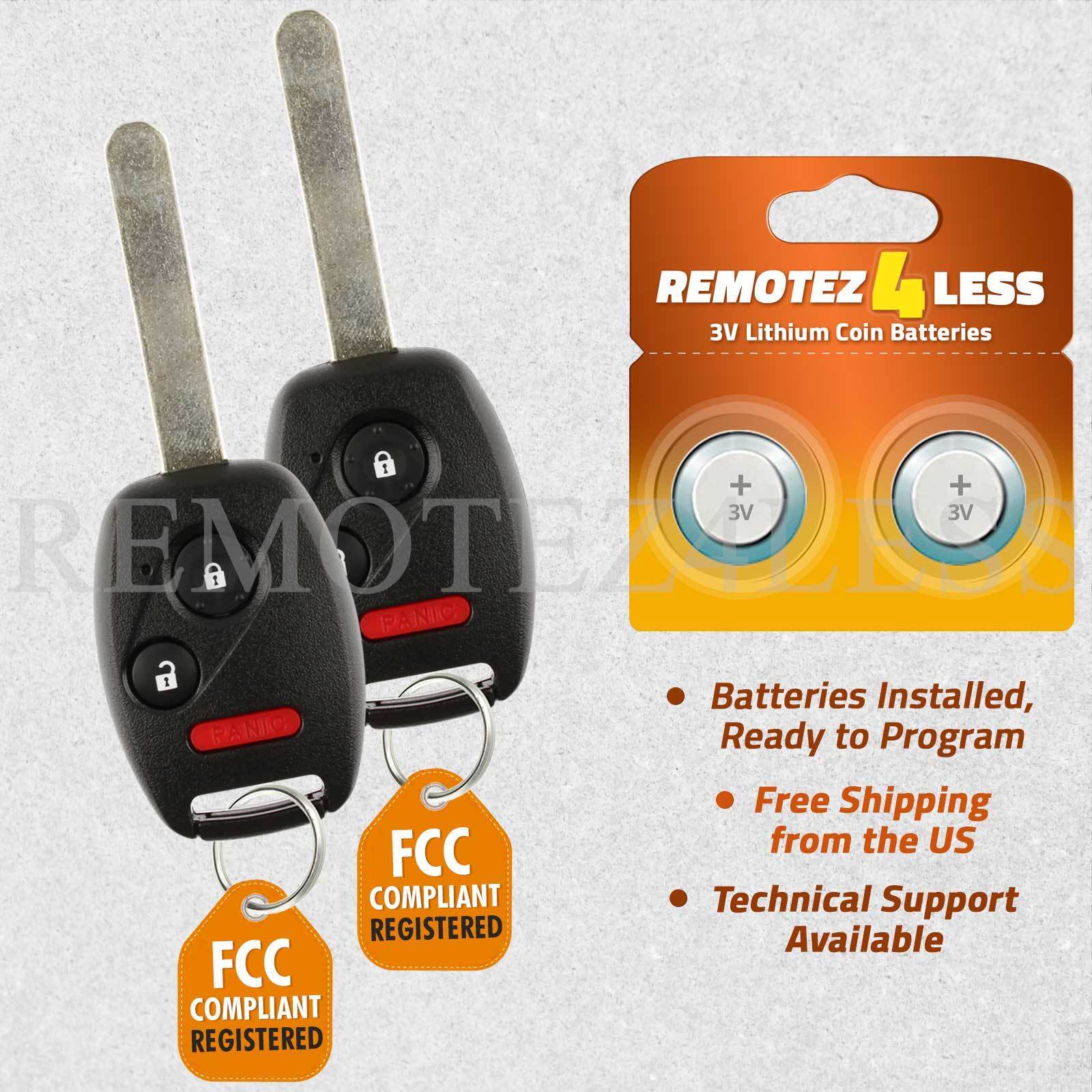 2 For 2007 2008 2009 2010 2011 2012 2013 Honda CR-V Remote Car Keyless Key Fob