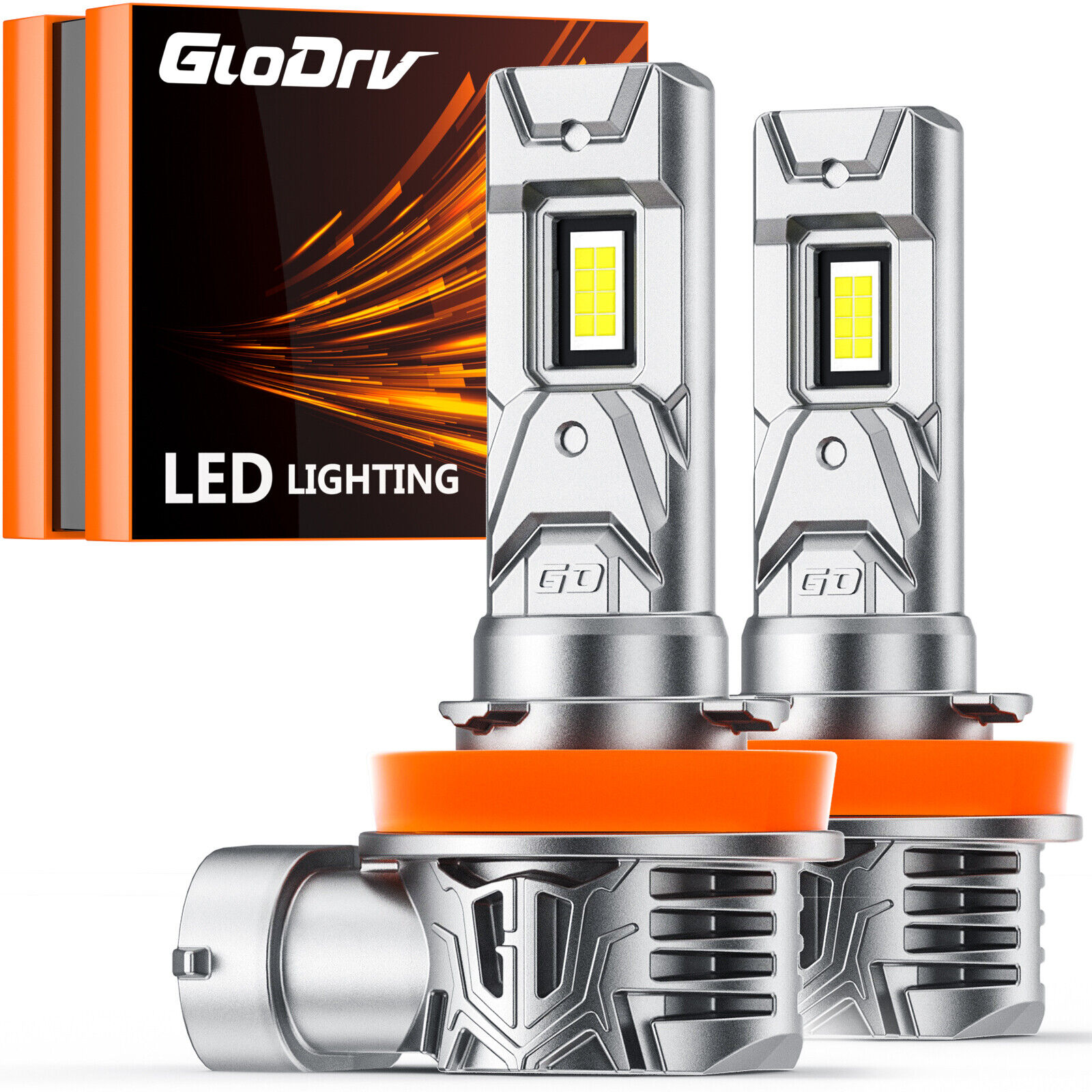 GloDrv H11 LED Headlight 6000K Low Beam Bulbs Conversion Kit Crystal White 2PCS