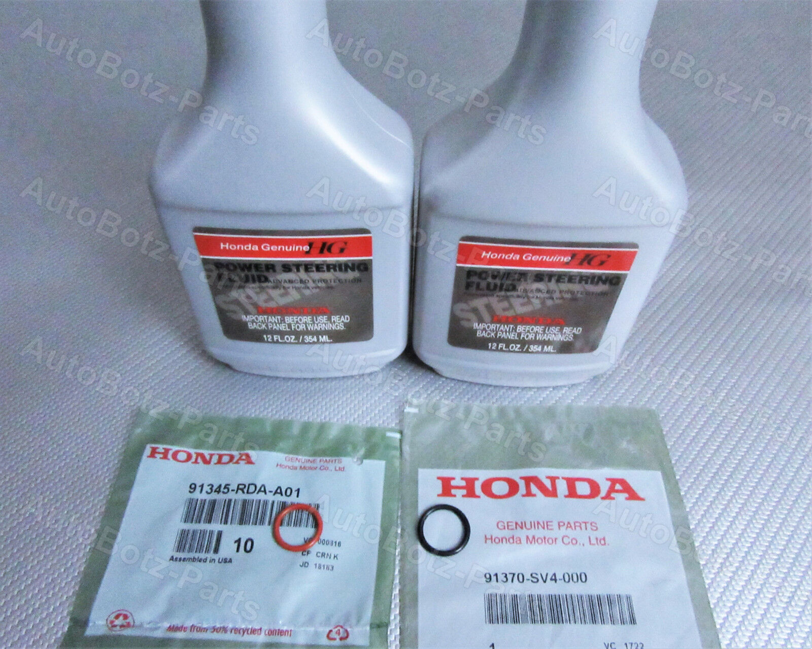 OEM GENUINE HONDA Power Steering Pump Oil O-Ring Seals & Fluid - 4 pc Reseal Kit
