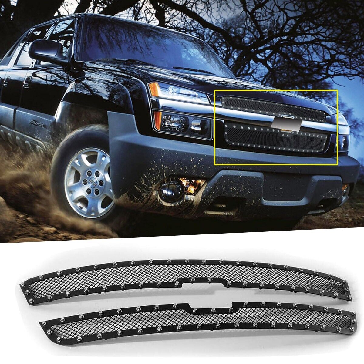 03-04 3500 Rivet Mesh Grille For 03-06 Chevy Avalanche/03-05 Silverado1500/SS