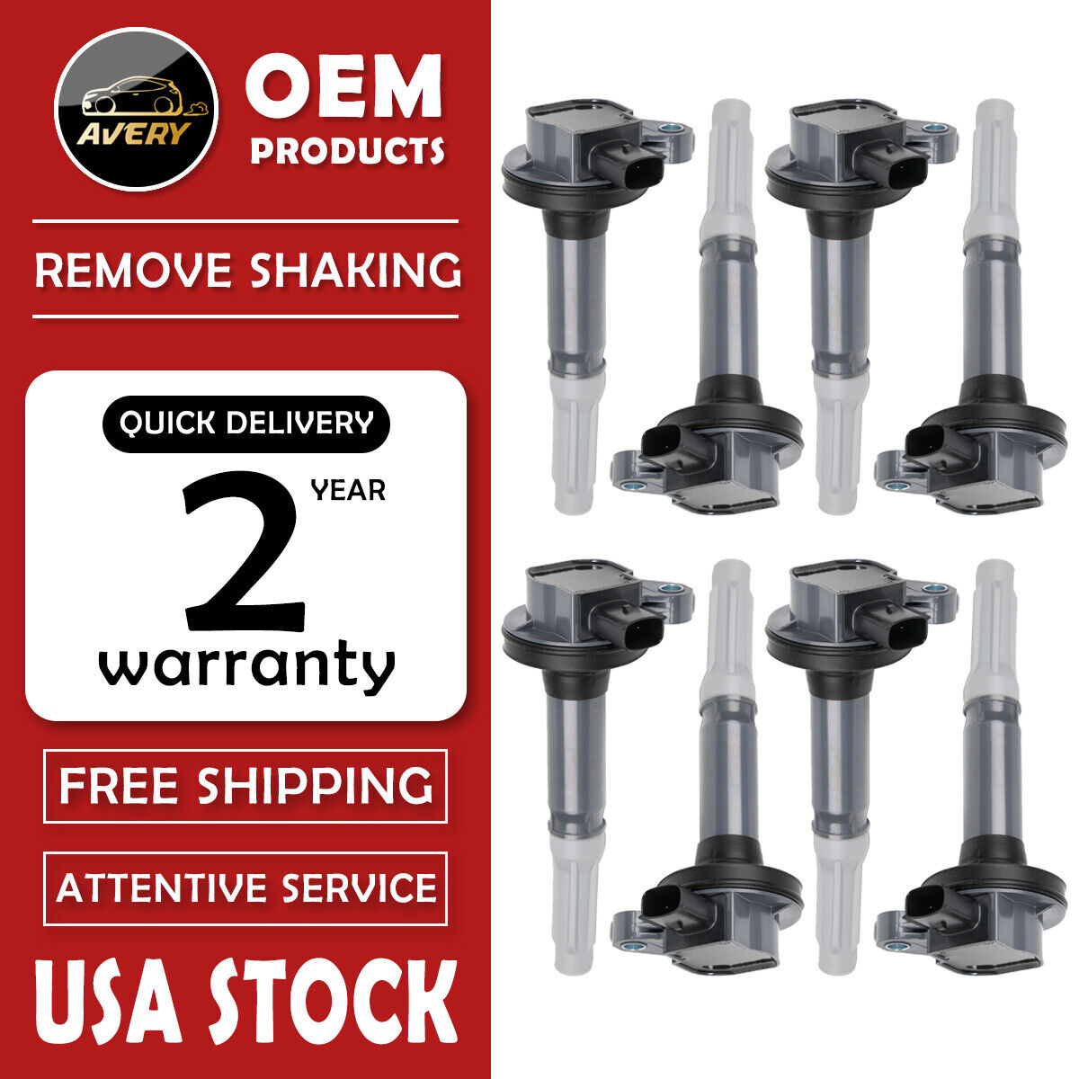Pack of 8 Ignition Coils For Ford F-150 Ford Mustang 2011-16 5.0L V8 DG542 UF622