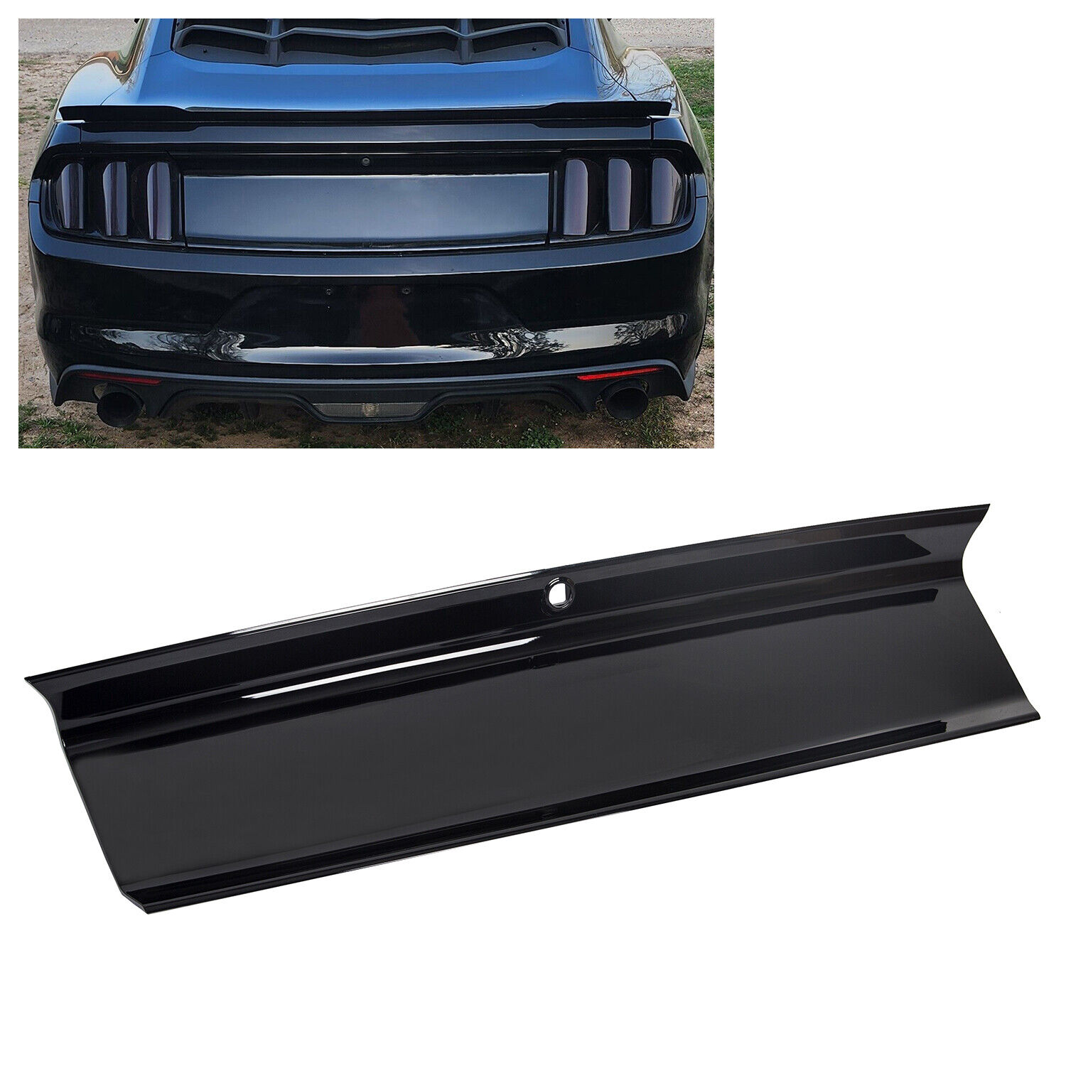 FOR 2015-2023 FORD MUSTANG GT REAL GLOSSY BLACK TRUNK PANEL DECKLID TRIM COVER