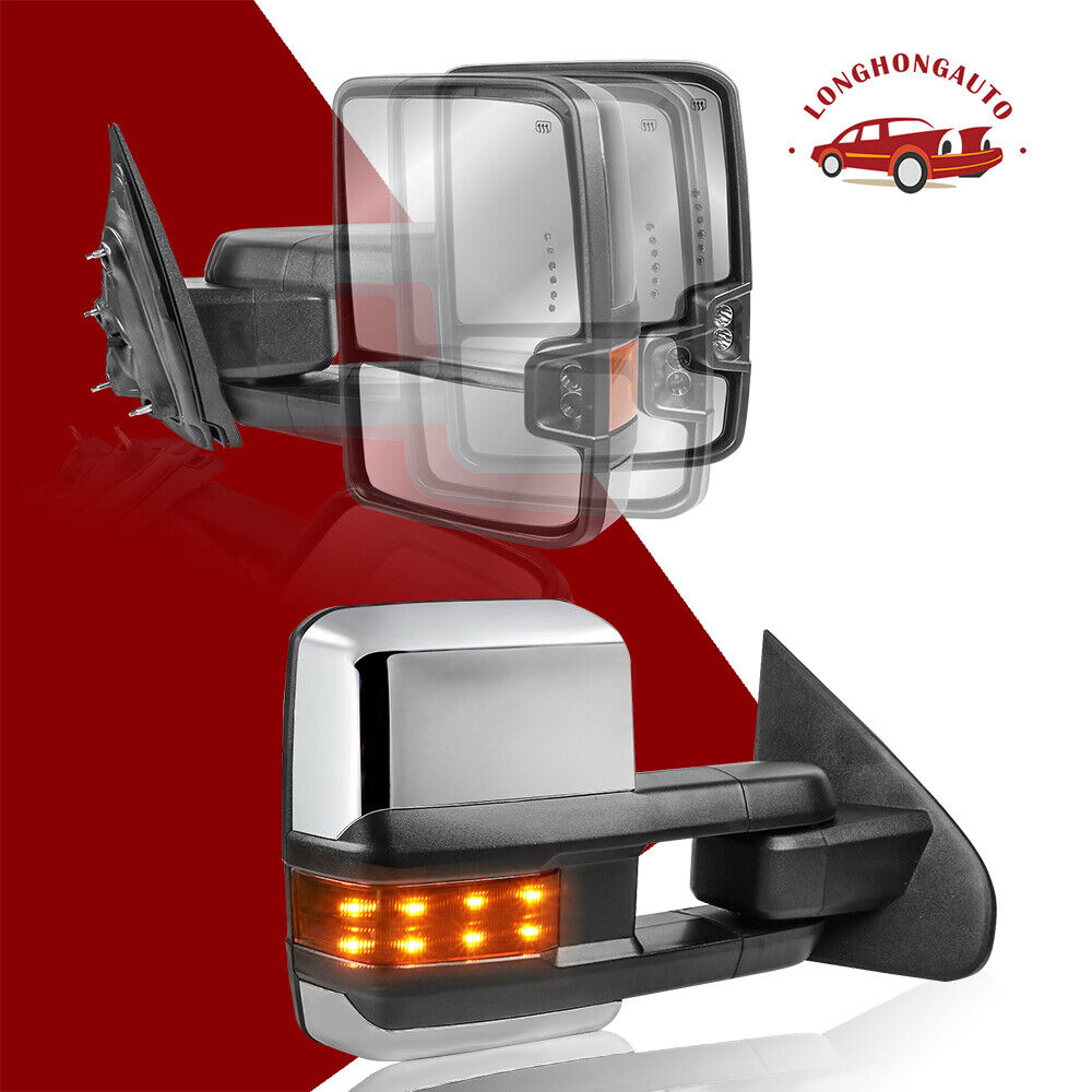For 2014-2018 Chevy Silverado GMC Sierra 1500 Power Heated Fold LED Tow Mirrors