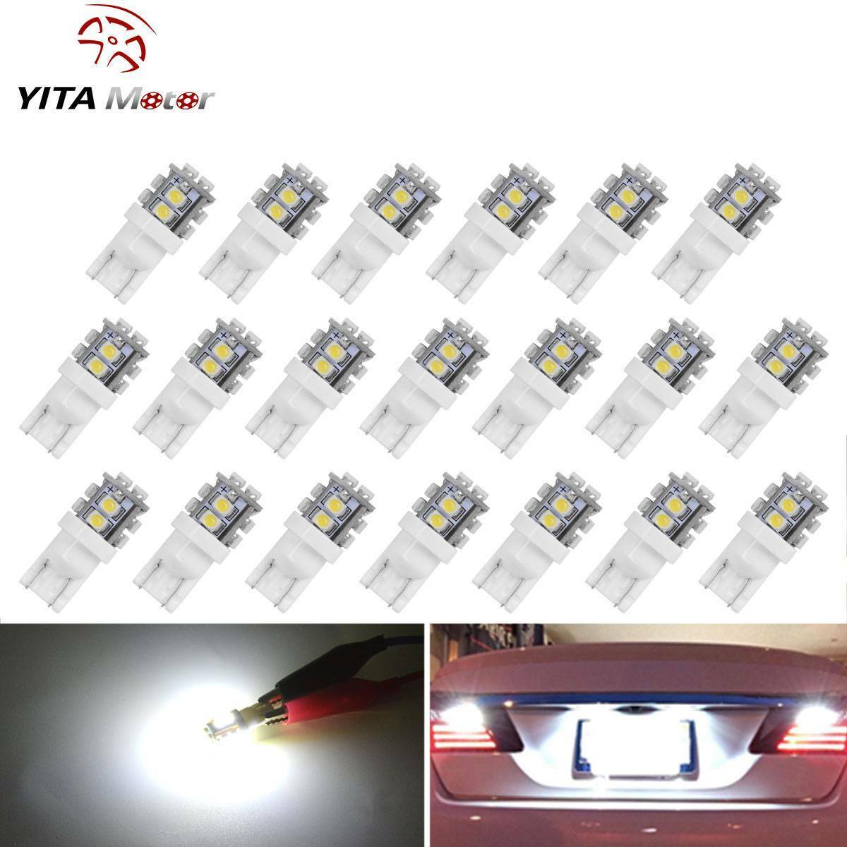 YITAMOTOR 20PCS White T10 192 921 194 Side Wedge 20SMD LED Dome Map Light Bulbs