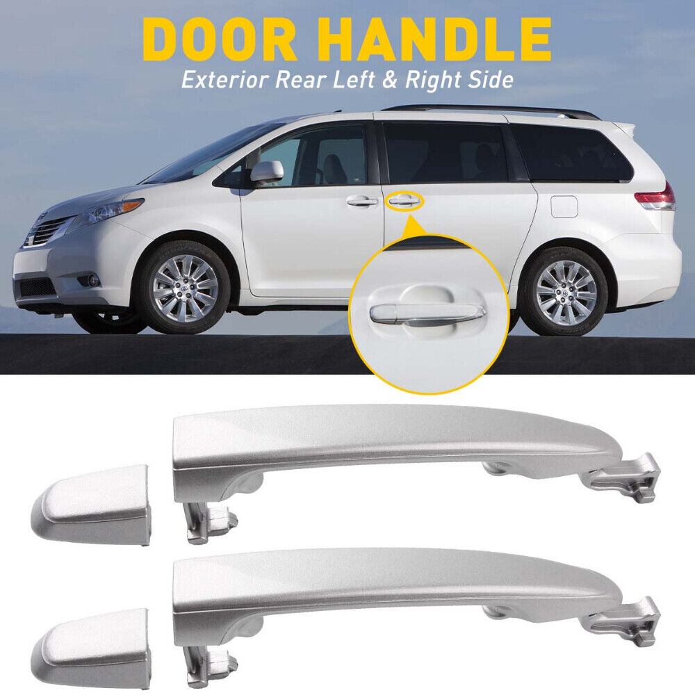 2X Silver Exterior Handle Door Rear Driver/Passenger For Sienna Toyota 2004-2010