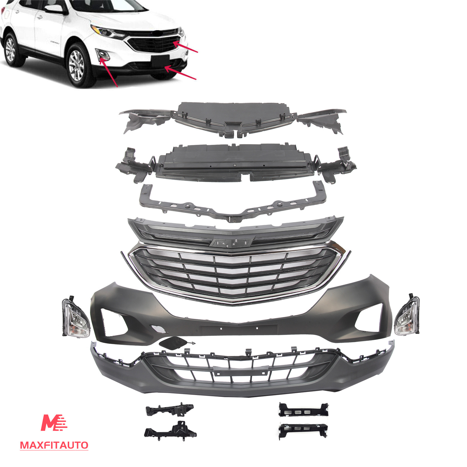 Fits Chevrolet Equinox 2018-2021 Grille/Bumper/Foglights/Brackets/Radiator 12PCS