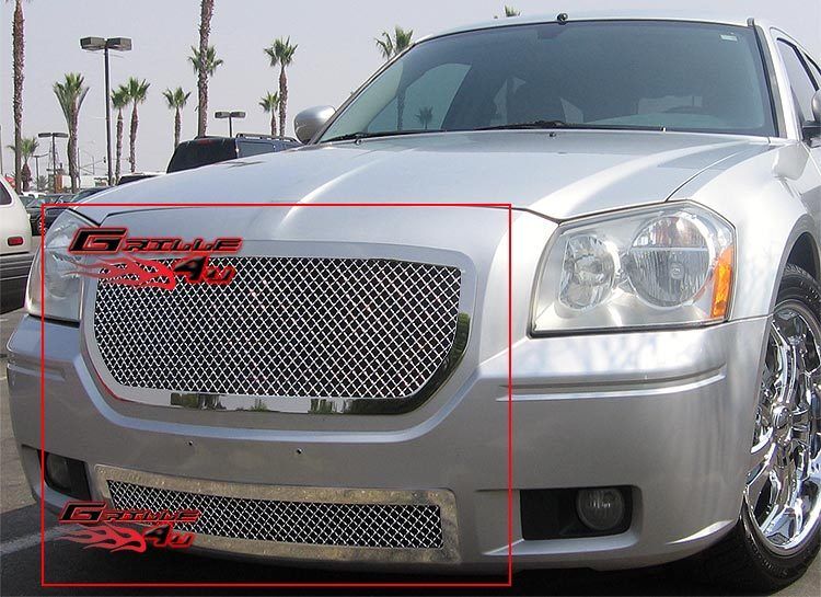Fits 2005-2007 Dodge Magnum Stainless Chrome Mesh Grille Grill Insert Combo
