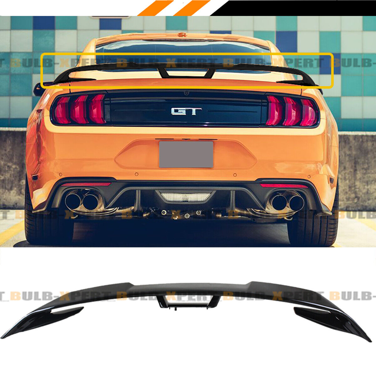 FOR 2015-2023 FORD MUSTANG S550 PAINTED GLOSSY BLACK GT STYLE TRUNK SPOILER WING