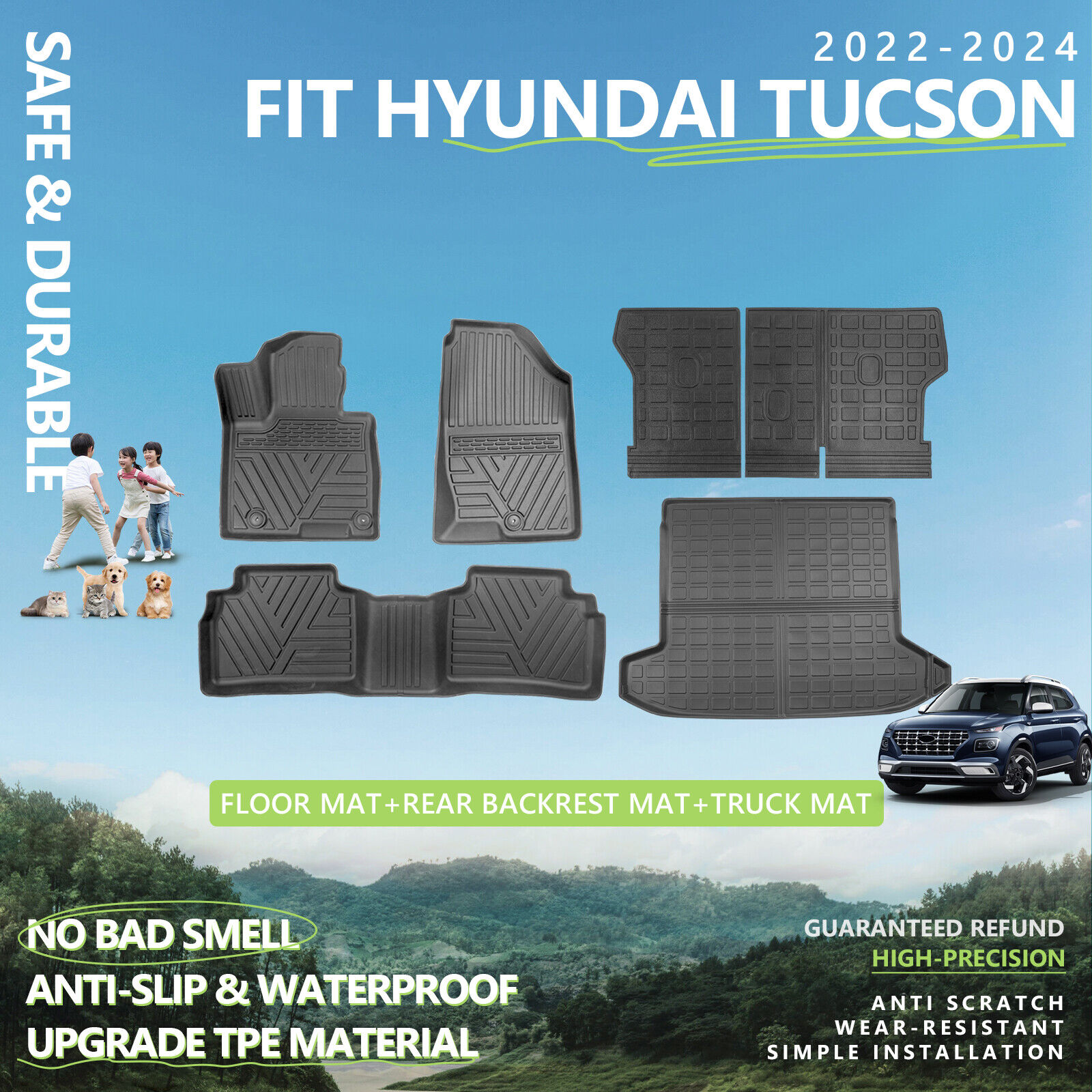 For 2022-2024 Hyundai Tucson Trunk Mats Floor Mats Cargo Liners Accessories