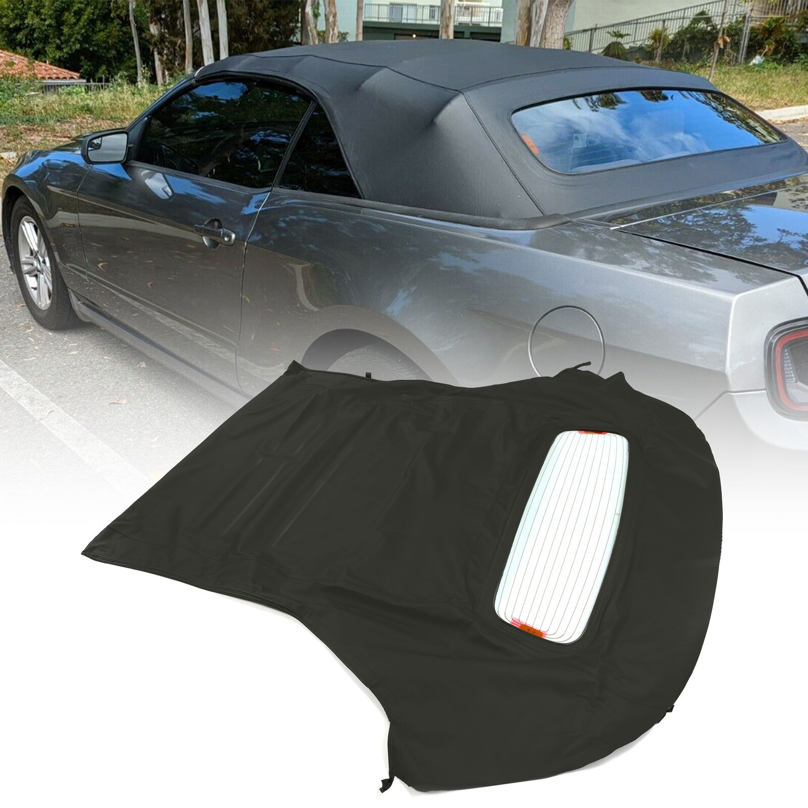 For 2005-2014 Ford Mustang Convertible Soft Top & Heated Glass Window Sailcloth