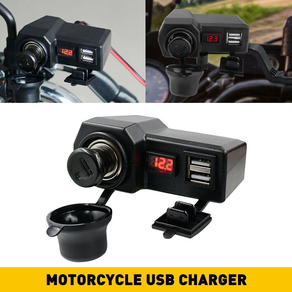Waterproof Dual USB 12V Motorcycle Handlebar Phone Power Charger Outlet Socket