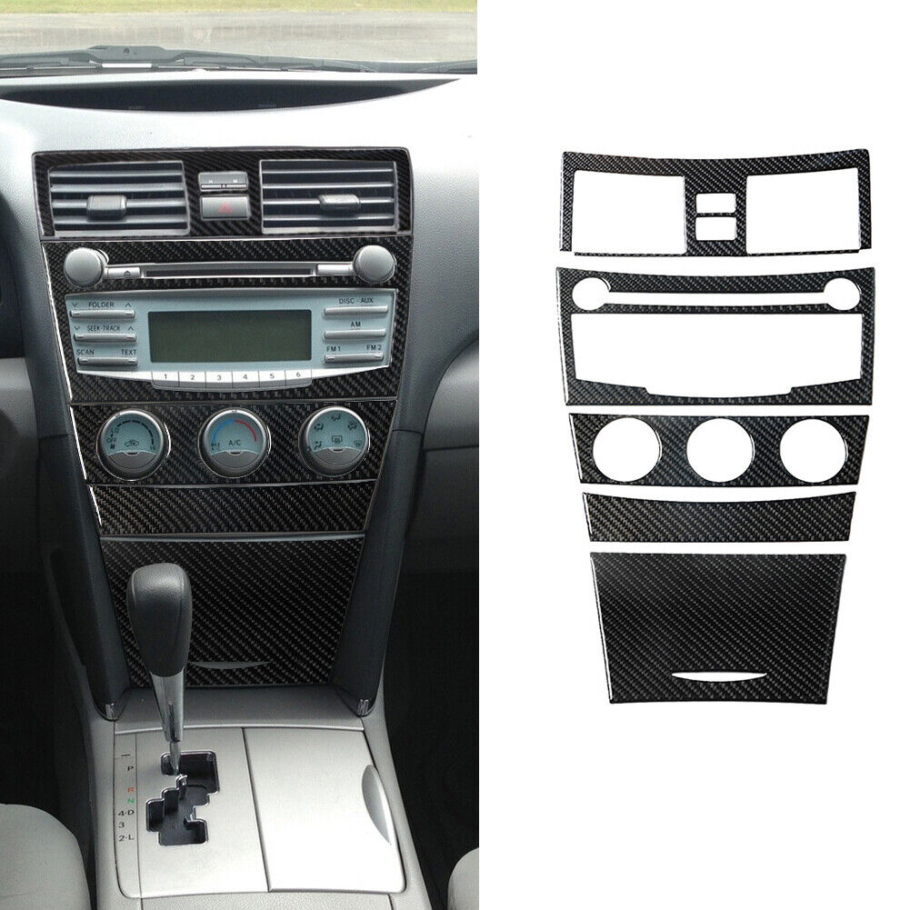 5Pcs Carbon Fiber Interior Central Console Cover Trim For 2007-2011 Toyota Camry