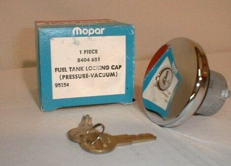 NOS Mopar chrome locking gas cap 1970 1971 1972 B-Body 3404651 Charger GTX R/T