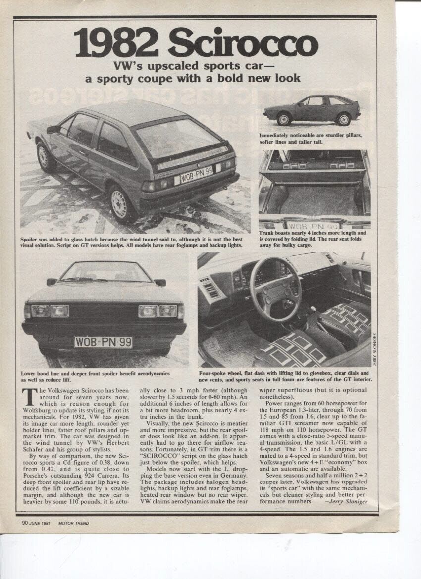 1982  VOLKSWAGEN SCIROCCO  Article VW
