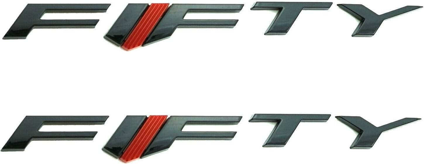 2pcs Fifty Side Fender Marker Nameplate Logo Sport Emblem 3D Badge (Black Red)