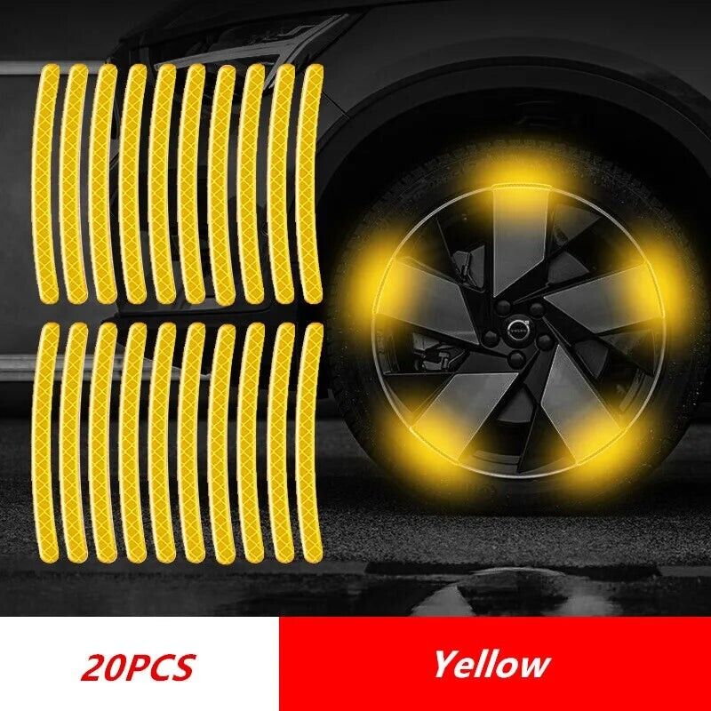 20 yellow car wheel reflective stripe anti-collision fluorescent stickers