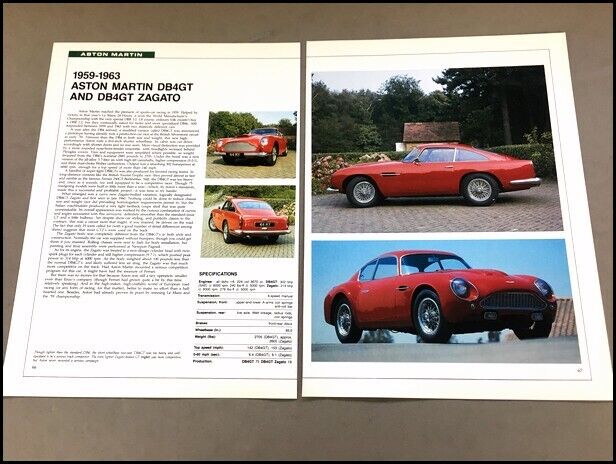Aston Martin DB4GT Car Review Print Article with Specs 1960 1961 1962 1963 P66