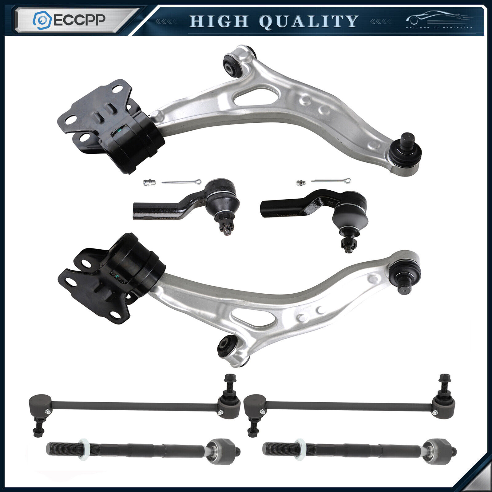 8pc Front Lower Control Arm Ball Joints Sway Bars For 2012-2016 FORD FOCUS C-MAX