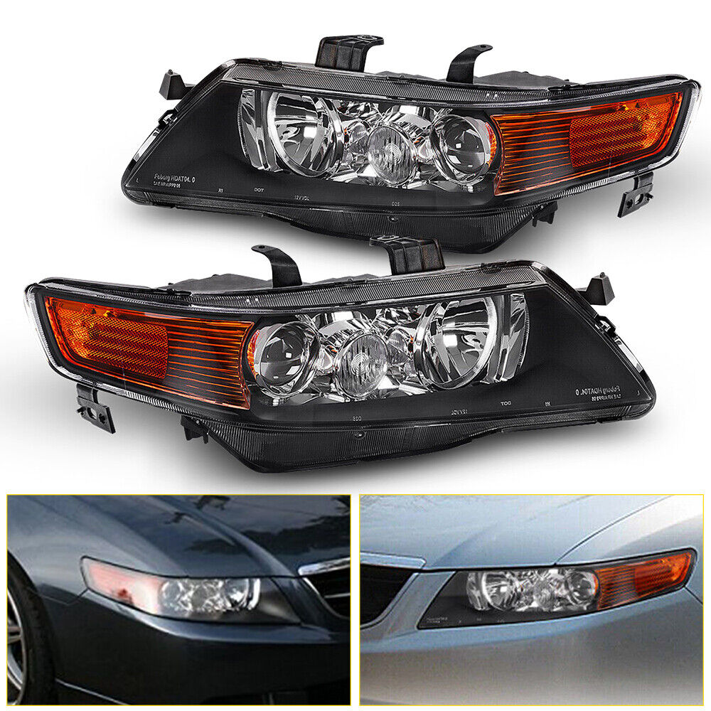 FOR 04-05 Acura TSX Headlights Projector Head Lamp Black 04-05 LEFT & RIGHT EOE