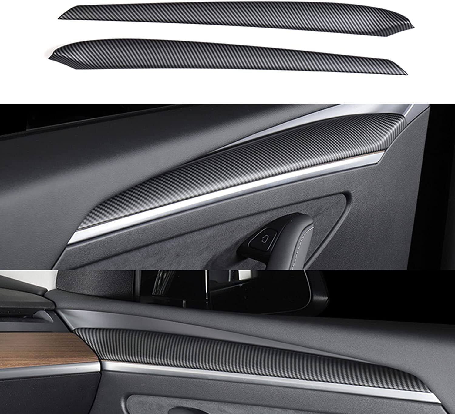 2Pcs/set Inner Front Door Trim Panel Armrest Wrap Cover ABS for Tesla Model Y 3 