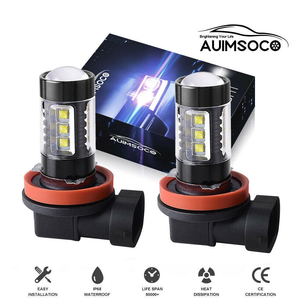 2x LED Fog/Driving Light Bulbs H8 H16 H11 Fog Light White 6000K High Power Lamp
