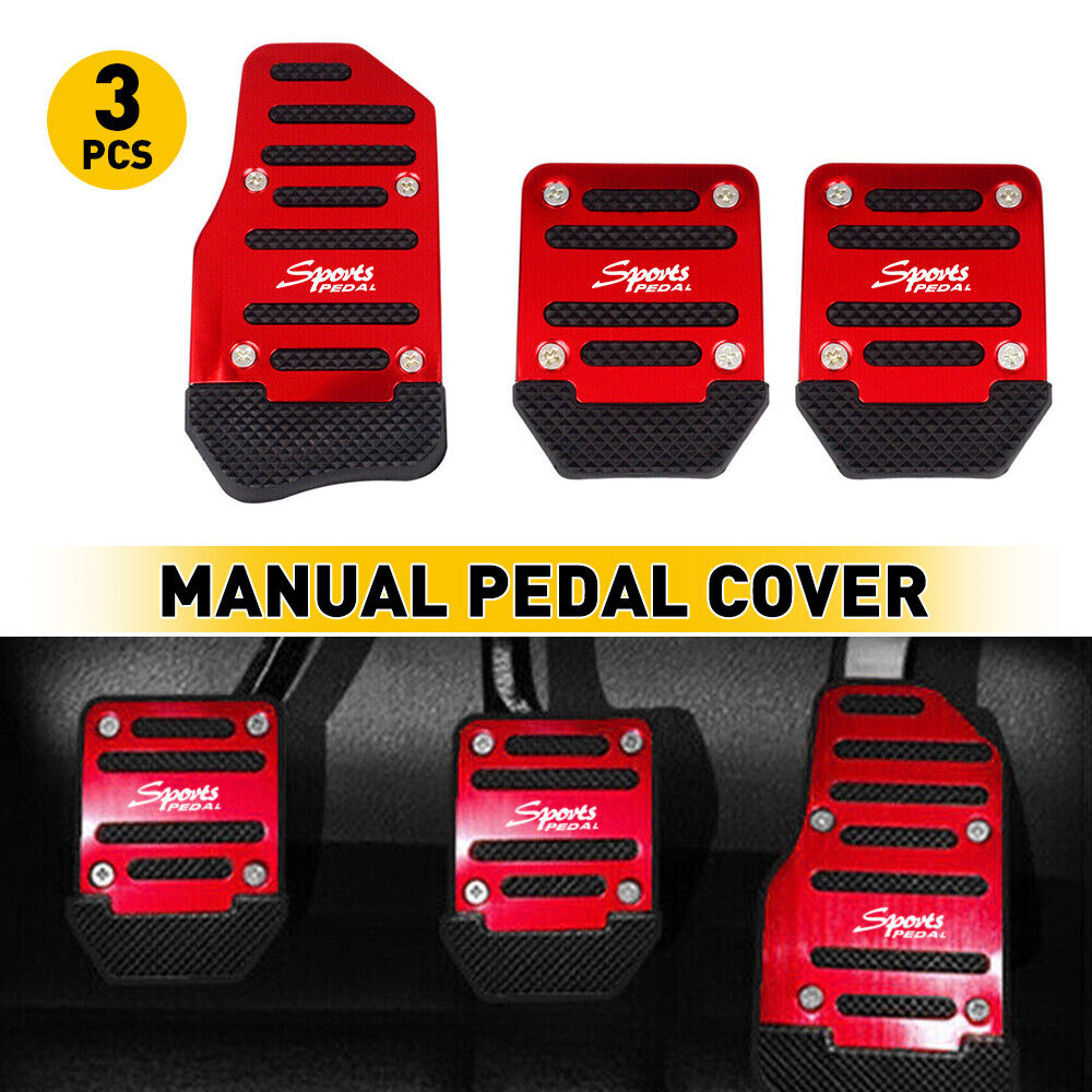 Universal Non-Slip Manual Gas Brake Foot Pedal Pad Cover Set Car Accessories Red