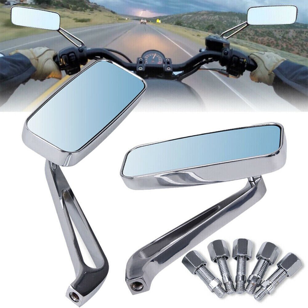 Chrome Motorcycle Rearview Side Mirrors Pair Universal 8mm 10mm For Harley Honda
