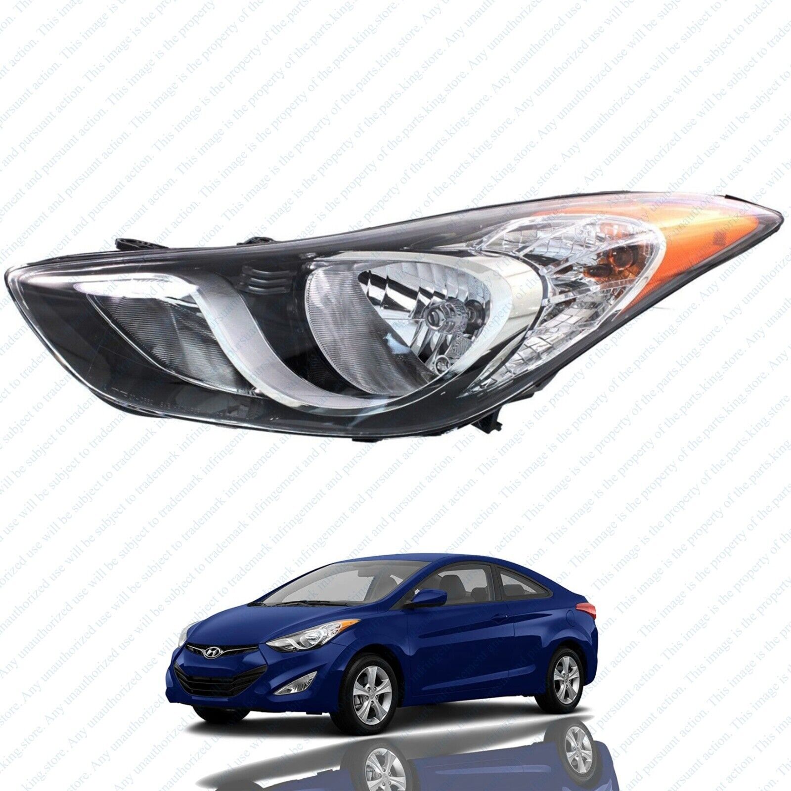 For 2011 2012 2013 Hyundai Elantra Halogen Headlight Assembly Chrome Left Driver