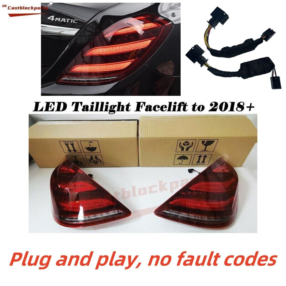 For 2013-17 Mercedes W222 S Class Facelift 2018-2021 Plug and Play LED Taillight