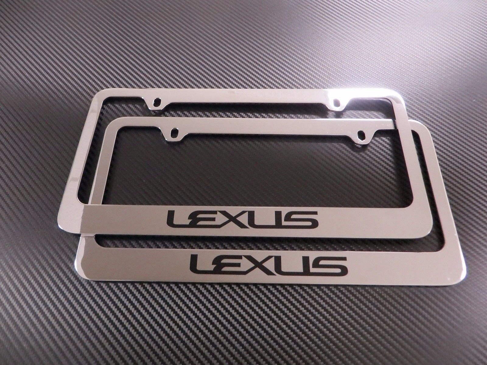 (2pcs) Brand New LEXUS text chromed METAL license plate frame