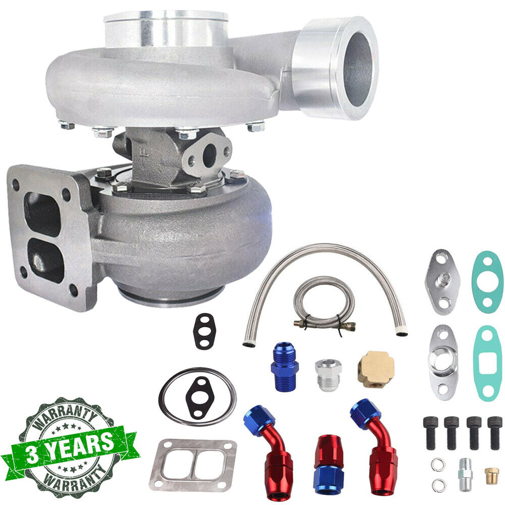 GT45 V-Band T4 Flange Turbo Charger 600+HP + Oil Drain Feed & Return Line kits