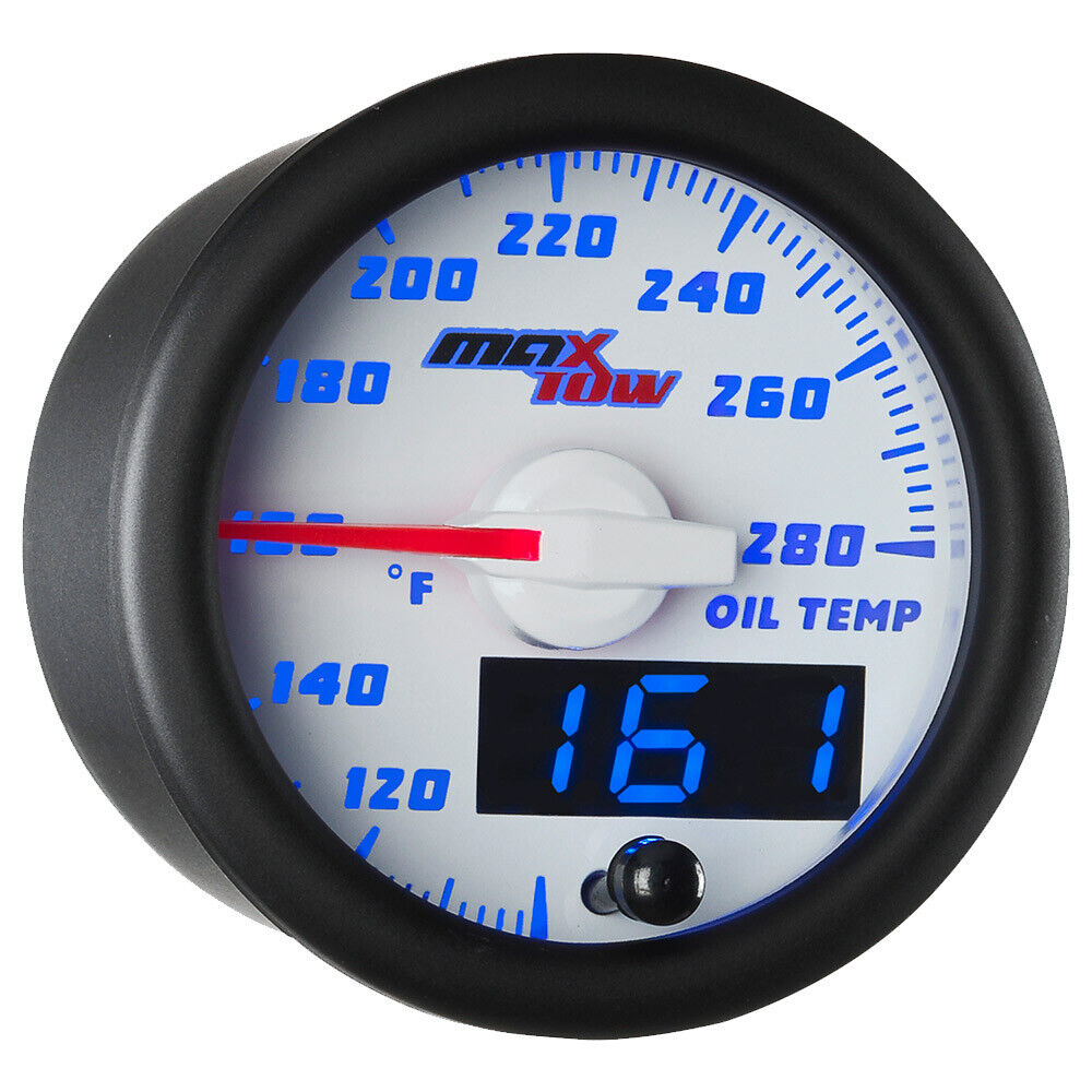 52mm White & Blue MaxTow Double Vision Oil Temperature Gauge