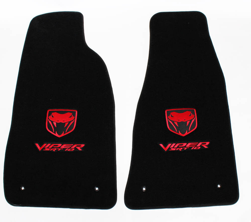 NEW BLACK FLOOR MATS 2003-2006 Dodge Viper With Red SRT10 Embroidered Logo LOOK