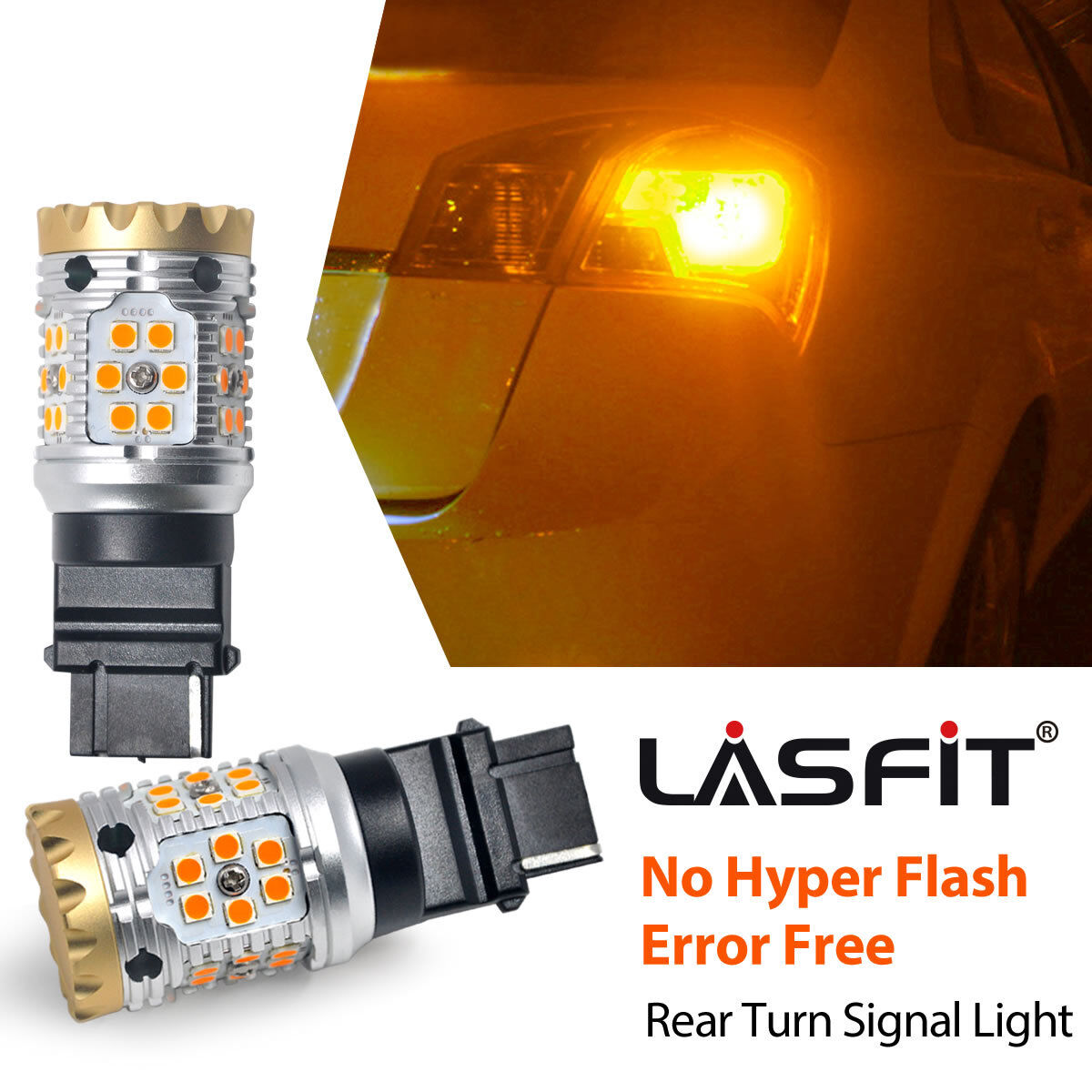 LASFIT 3156 3056 3456 LED Rear Turn Signal Light Anti Hyper Flash W Canbus Amber