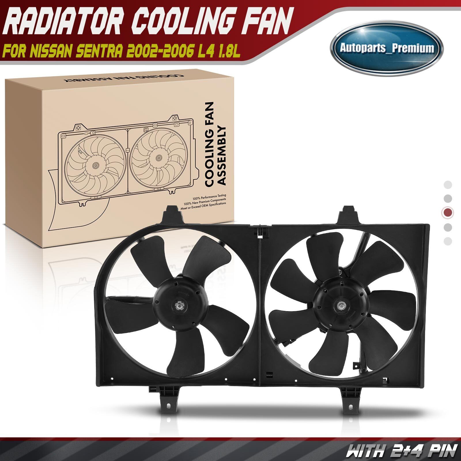 Dual Engine Radiator Cooling Fan w/ Shroud Assembly for Nissan Sentra 02-06 1.8L