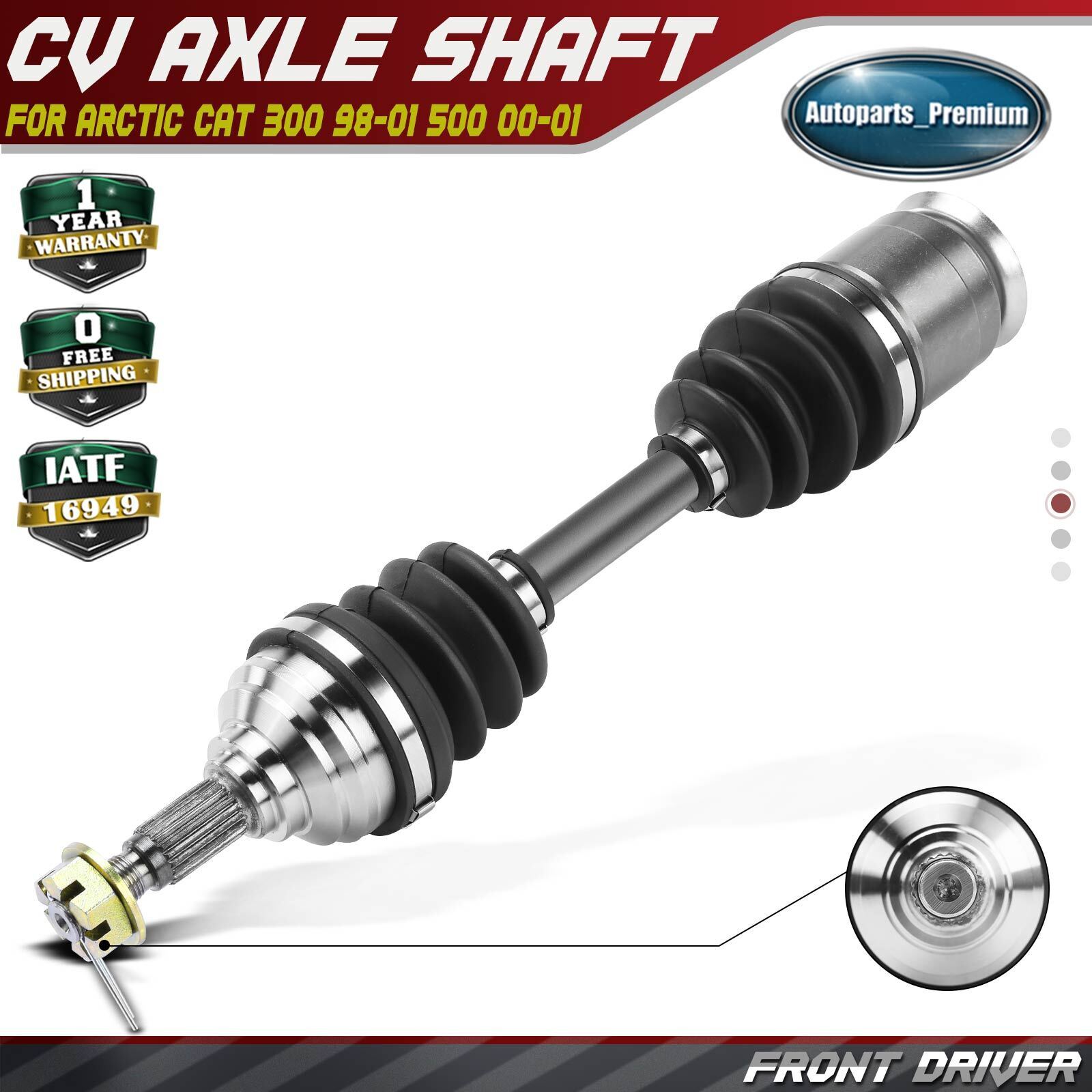 Front Driver LH CV Axle Assembly for Arctic Cat 300 1998-2001 500 2000-2001 4x4