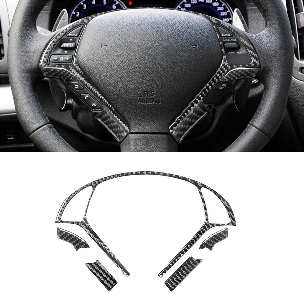 5Pcs For Infiniti G37 Sedan 2010-2013 Carbon Fiber Steering Wheel Set Cover Trim