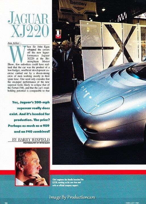 1989 1990 Jaguar XJ220 Original Car Review Print Article J598
