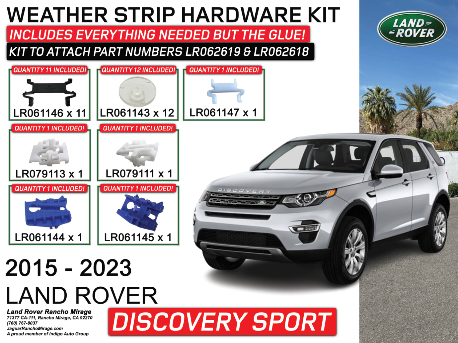 2015-2022 LAND ROVER DISCOVERY SPORT Land Rover Roof Weather-Strip HARDWARE KIT