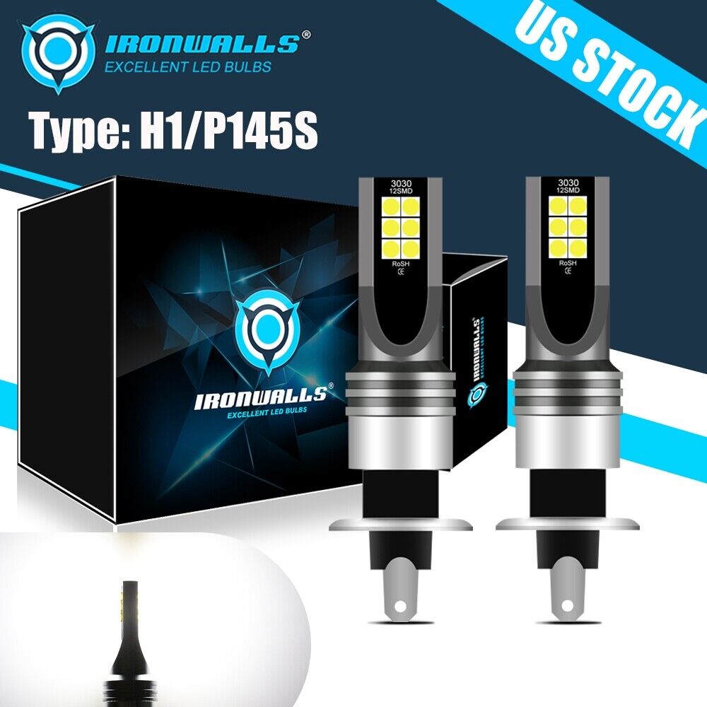 2PCS H1 6000K Super White 55W 8000LM LED Headlight Bulbs Kit Fog Driving Light