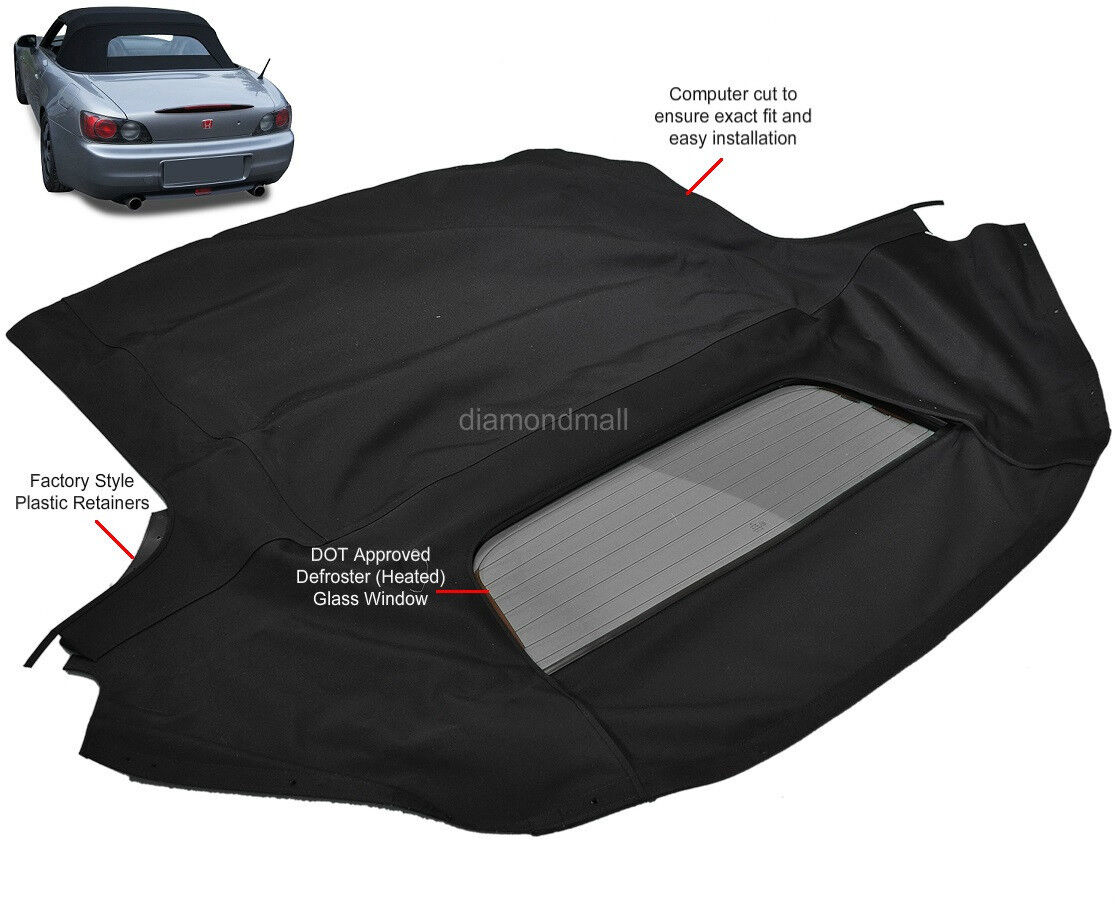 Fits: Honda S2000 2002-2009 Convertible Soft Top & Heated Glass Window Black TW