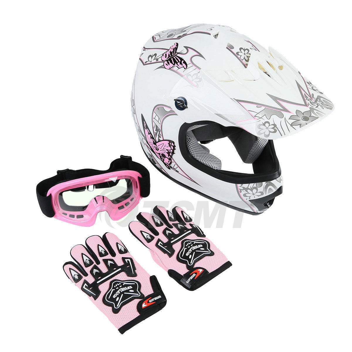 S/M/L/XL DOT Youth Kids Dirt Bike ATV Full Face Helmet Goggles W/Gloves 6 Colors