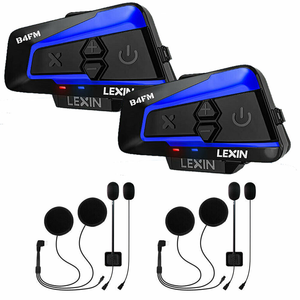 2Pcs LEXIN B4FM 10Way Motorcycle Intercom Headset Helmet Bluetooth Music sharing