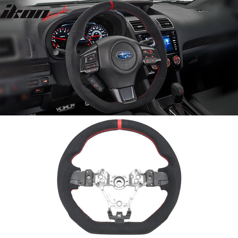 Fits 15-21 Subaru WRX & STI Steering Wheel Alcantara + Red Stitching + Red Line