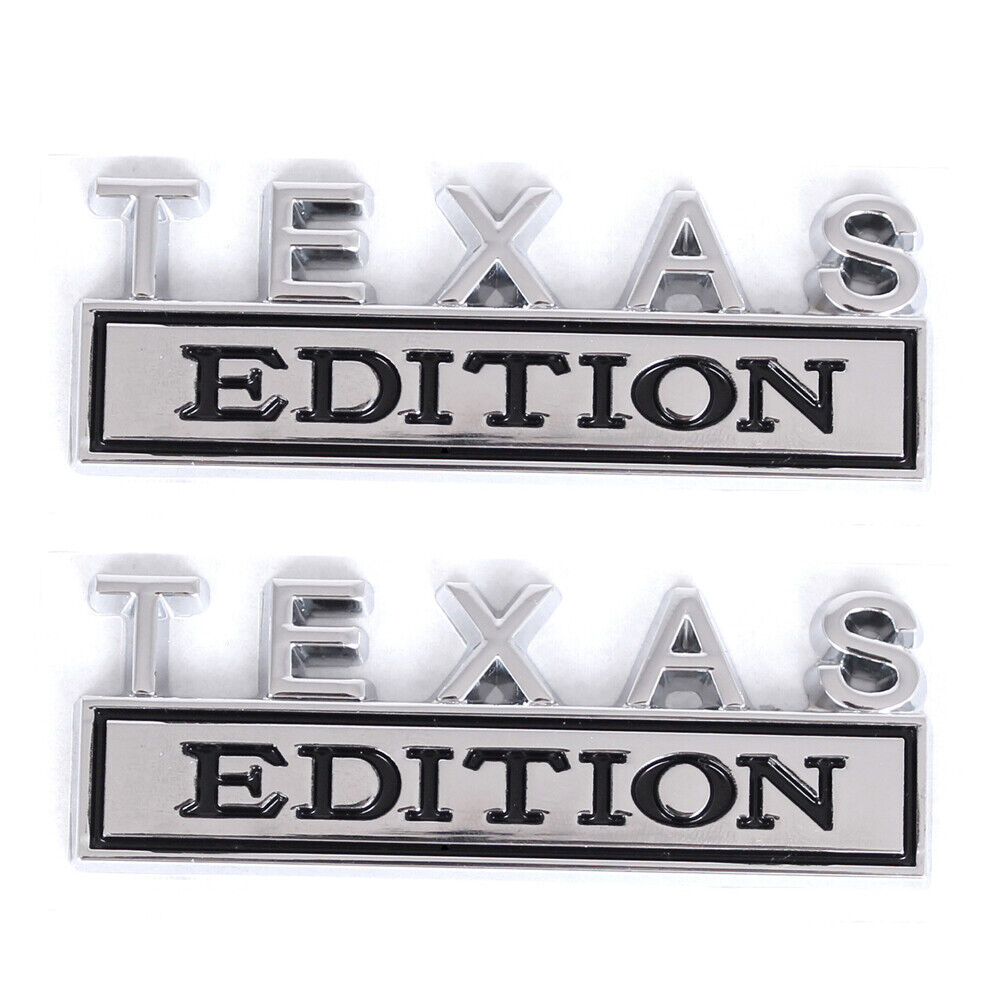 2pcs Silver TEXAS EDITION Metal Emblem Car Fender 3D Badge for Sierra Silverado
